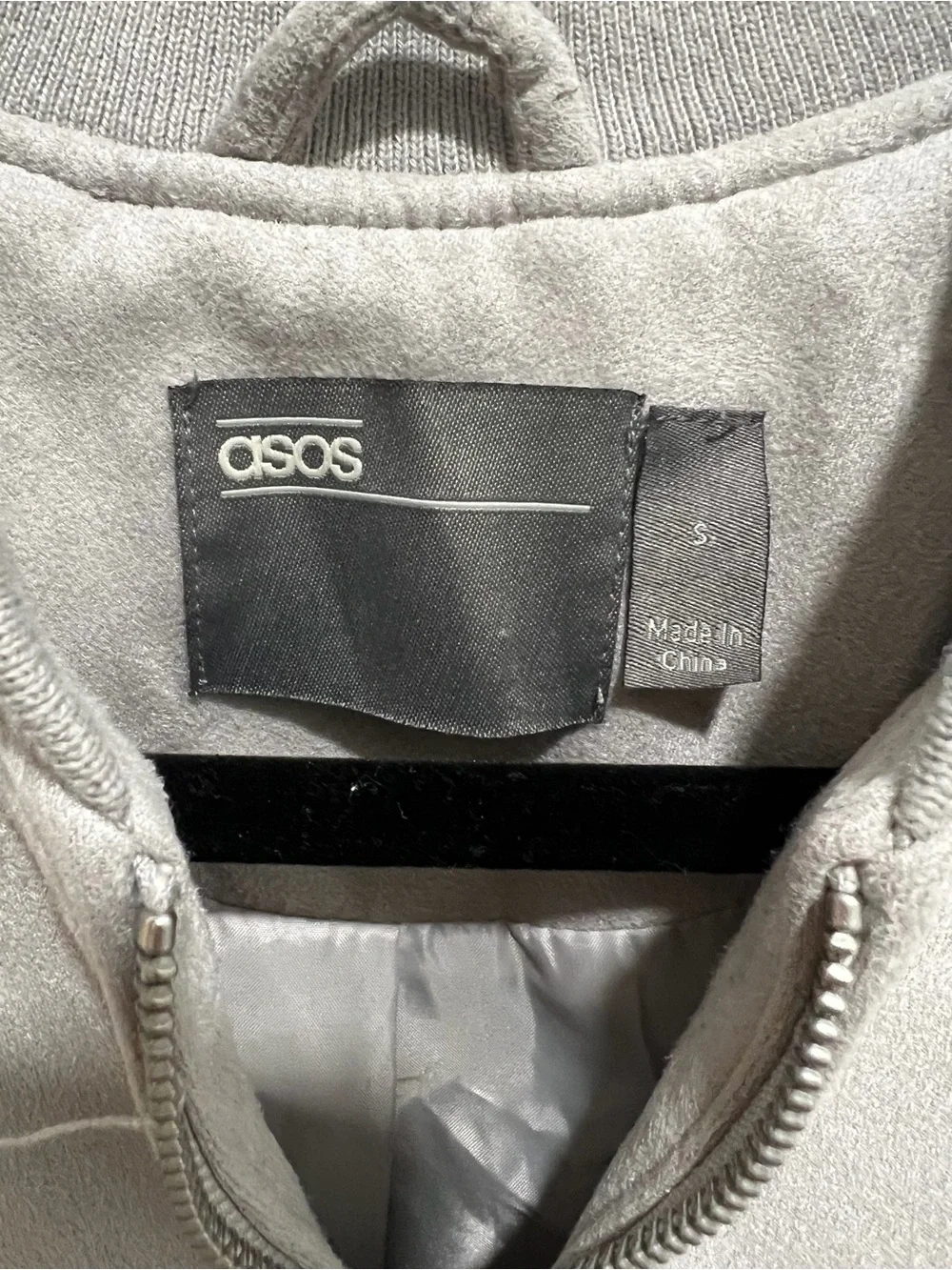 ASOS Light Gray Suede Bomber Jacket